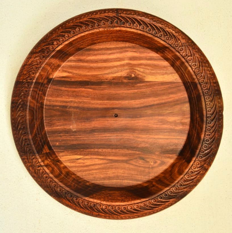 Wooden Plates Hand-Carved from Sheesham Wood - Design 1