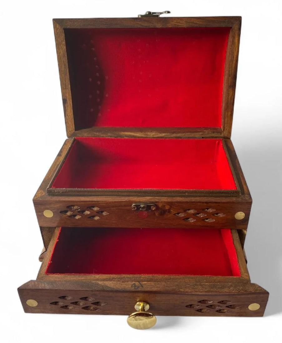 Elegant Wooden Treasure Chest with Brass Accents