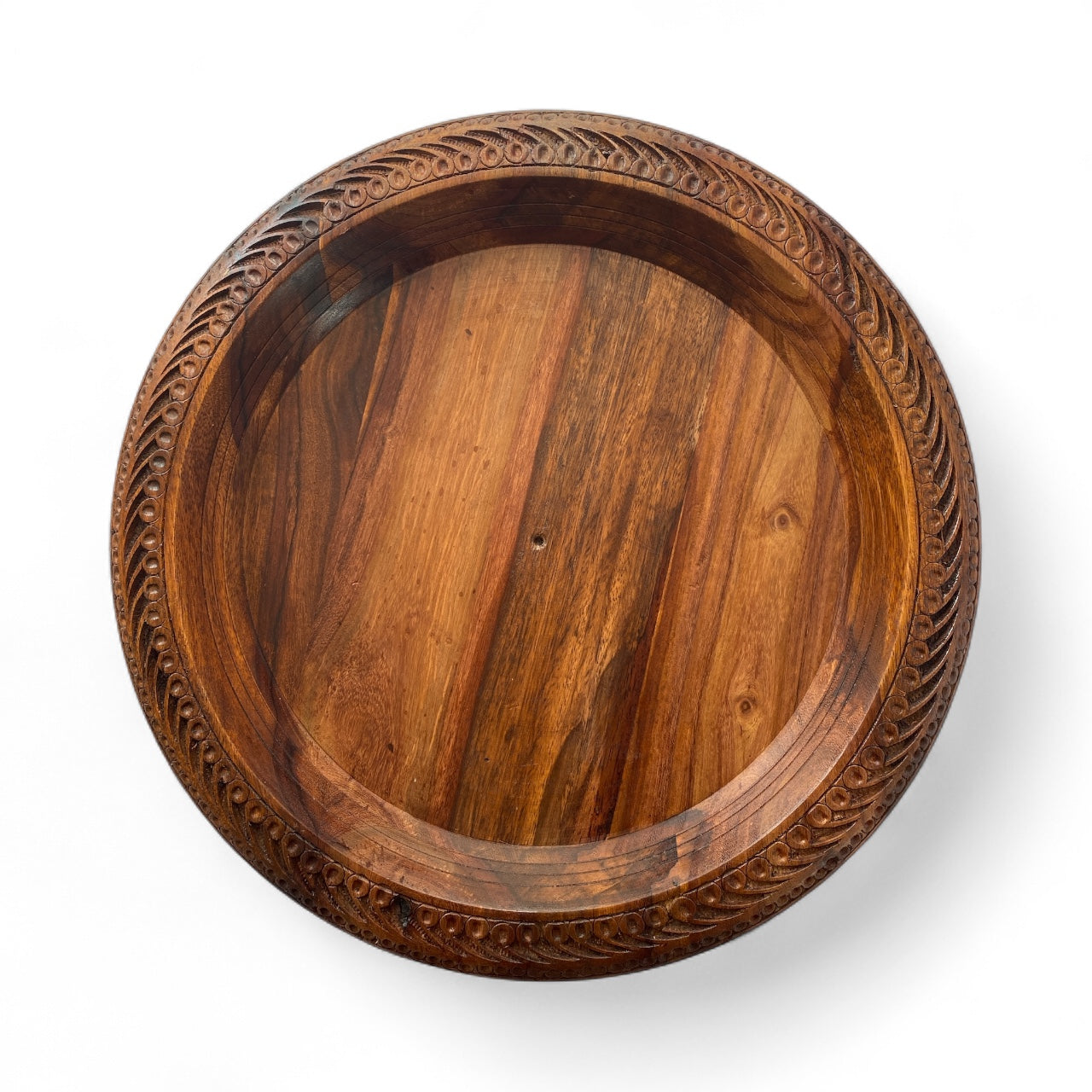 Wooden Plates Hand-Carved from Sheesham Wood - Design 1