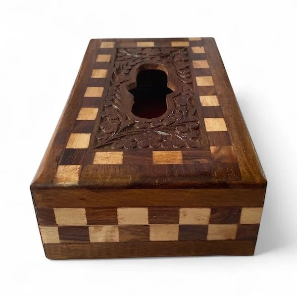 Handcrafted Sheesham Wood Tissue Box Cover – Elegant Home Decor