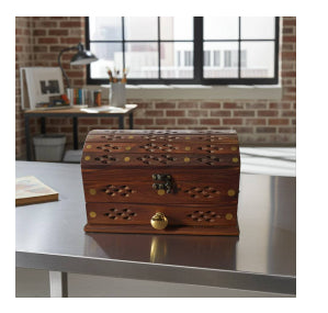 Elegant Wooden Treasure Chest with Brass Accents
